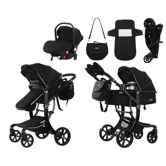 0-3 Years 3 in 1 Kidilo Baby Stroller with Car Seat, Non-Toxic Durable Foldable Travel Stroller for Toddlers Family Trips G600+C
