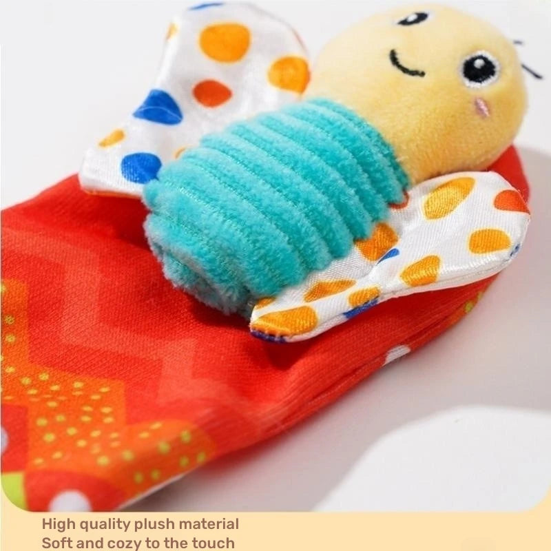 Custom Hand and Feet Baby Rattles Soft Baby Plush Insect Animal Foot Rattle Baby Socks Wrist Rattles Set for Newborn