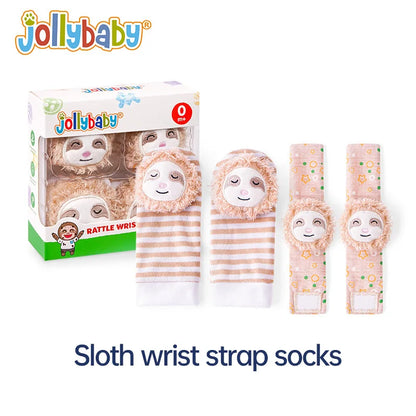 Jollybaby 4-Pack Newborn Koala Animals Soft Stuffed Infant Wrist Rattles Baby Rattle Socks Toys Set Comfortable Toy Gift