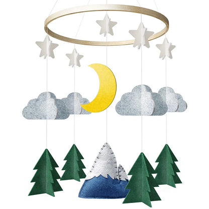 Custom Wood Felt Animal Baby Mobile Wind Chime Handmade Hanging Toys Baby Mobiles for Kids Crib Bed