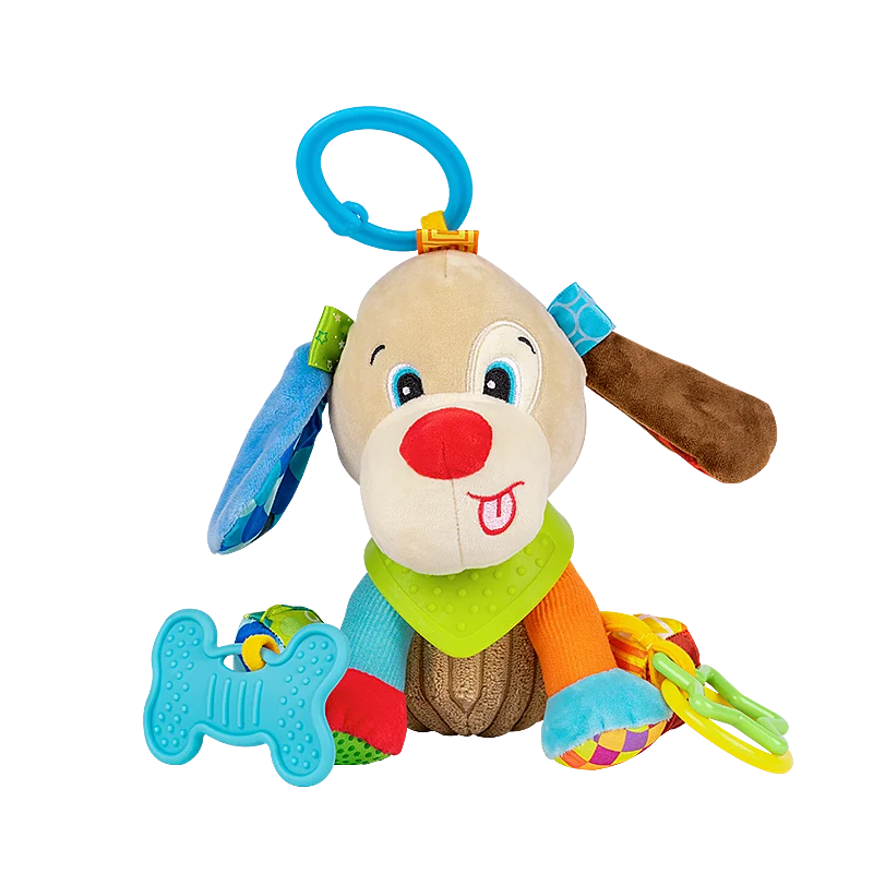 Custom Newborn Soft Plush Animal Doll Soothing Hanging Rattle Toy Musical Feature for Car Seat Stroller Baby Elephant Lion