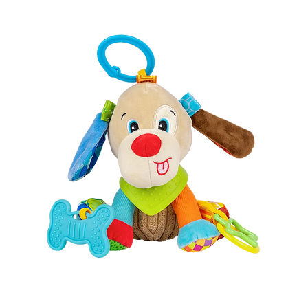 Custom Newborn Soft Plush Animal Doll Soothing Hanging Rattle Toy Musical Feature for Car Seat Stroller Baby Elephant Lion