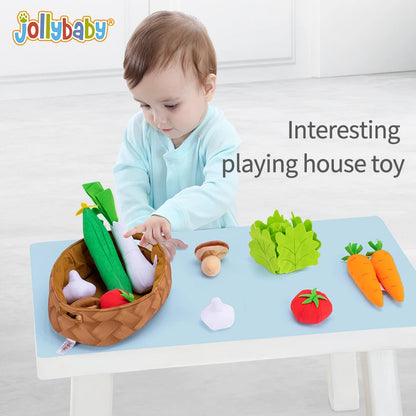 Jollybaby Custom logo Educational Kitchen Food Toys Peelabe Fruit Vegetable Pretend Play Toys Set for Kids Children