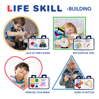 Jollybaby Montessori Busy Board Book for Toddlers Educational Quiet Activity Birthday or Christmas Gift for Boys and Girls