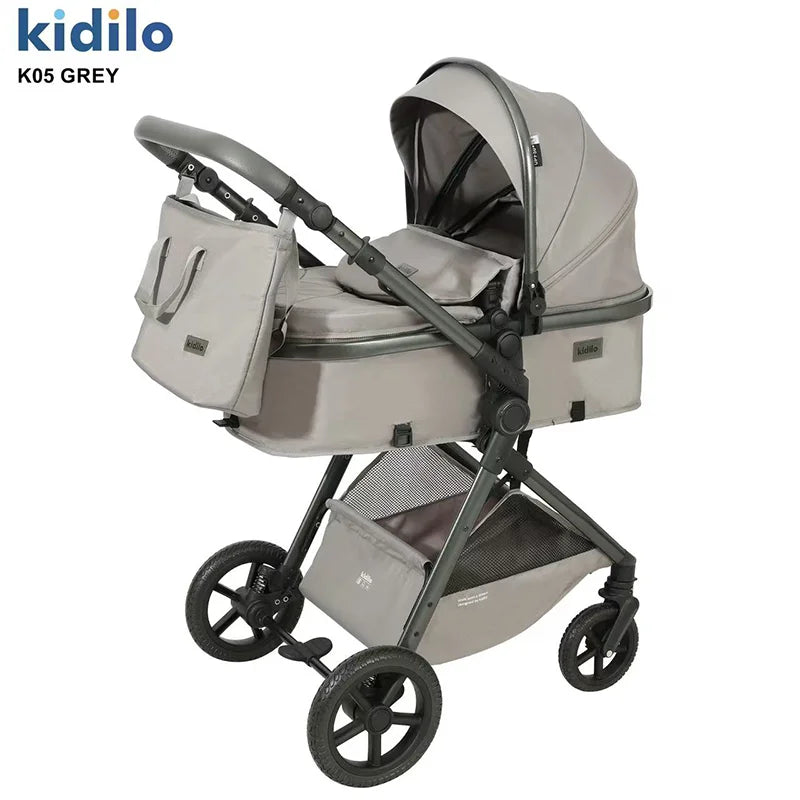 K05 Kidilo 0-3 Years 3 in 1 Baby Stroller with Car Seat Non-Toxic Durable Foldable Travel Stroller for Toddlers Family Trips