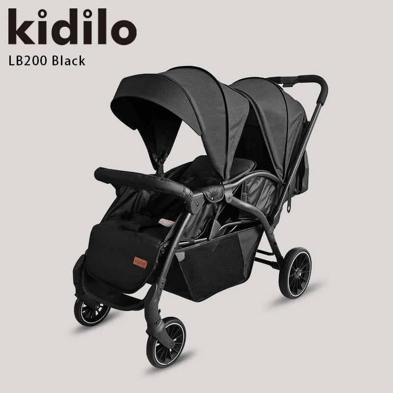 0-3 Years Kidilo Double Twin Baby Stroller, Foldable Non-Toxic Travel Stroller for Toddlers Kids Daily Walks Family Trips LB200