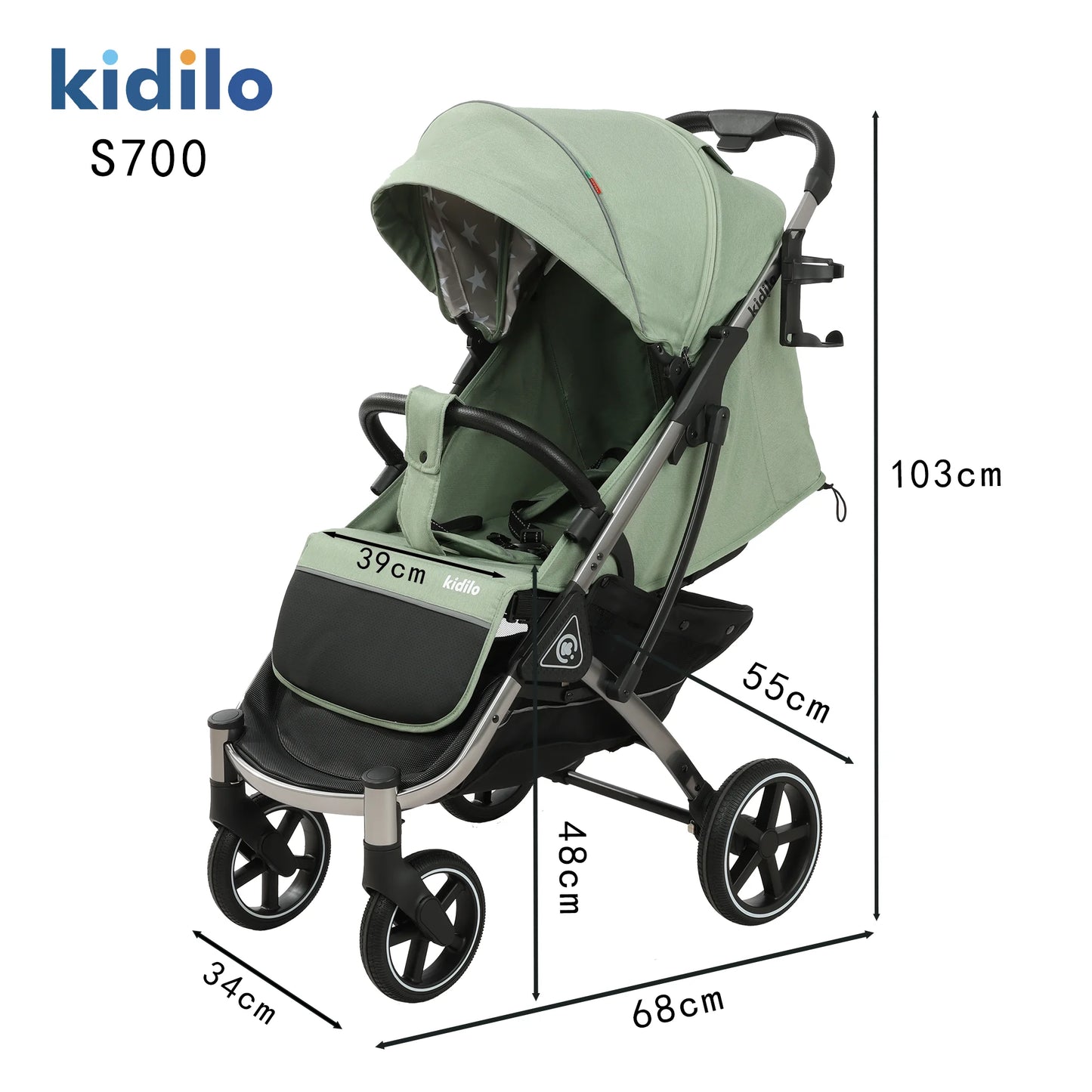 0-3 Years Baby Stroller Lightweight Non-Toxic Foldable Travel Stroller with Adjustable Handle for Toddlers Family Trips S700