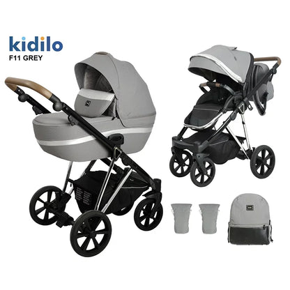 0-3 Years 3 in 1 Kidilo Baby Stroller with Car Seat, Non-Toxic Durable Foldable Travel Stroller for Toddlers Family Trips F11