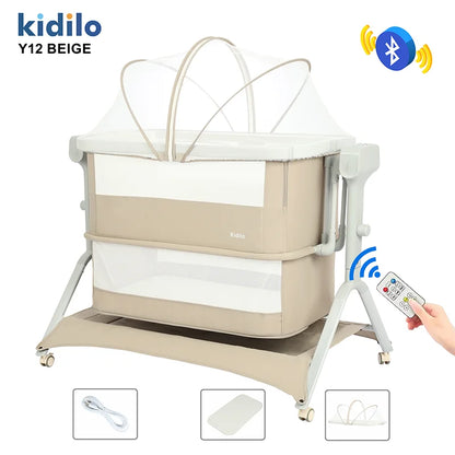 Kidilo Foldable Modern Newborn Travel Baby Portable Bedside Crib Bed 3 in 1 Luxury Set Mosquito Net for Babies Y12