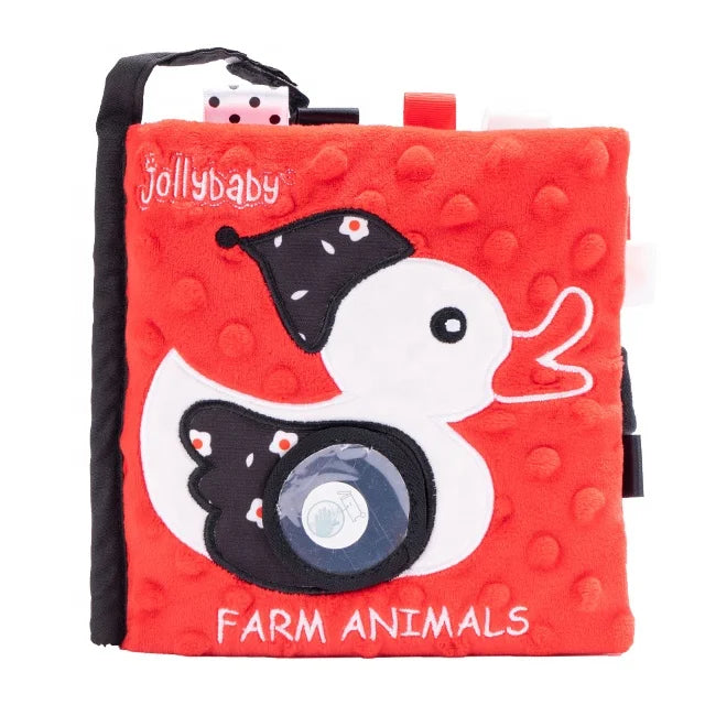 Jollybaby Unisex Soft-Colored Cloth Book for Kids Sensory Hearing Vision Development Natural Large Stock Separates Box + PE Bag