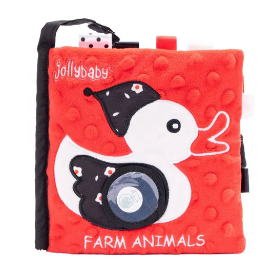 Jollybaby Unisex Soft-Colored Cloth Book for Kids Sensory Hearing Vision Development Natural Large Stock Separates Box + PE Bag
