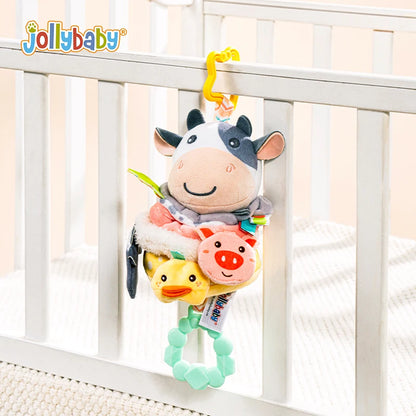 Custom Plush Animal Rattle Pull Musical Sensory Baby Hanging Musical Toy Play Jitter Toy with Music Box for Car Seat Stroller