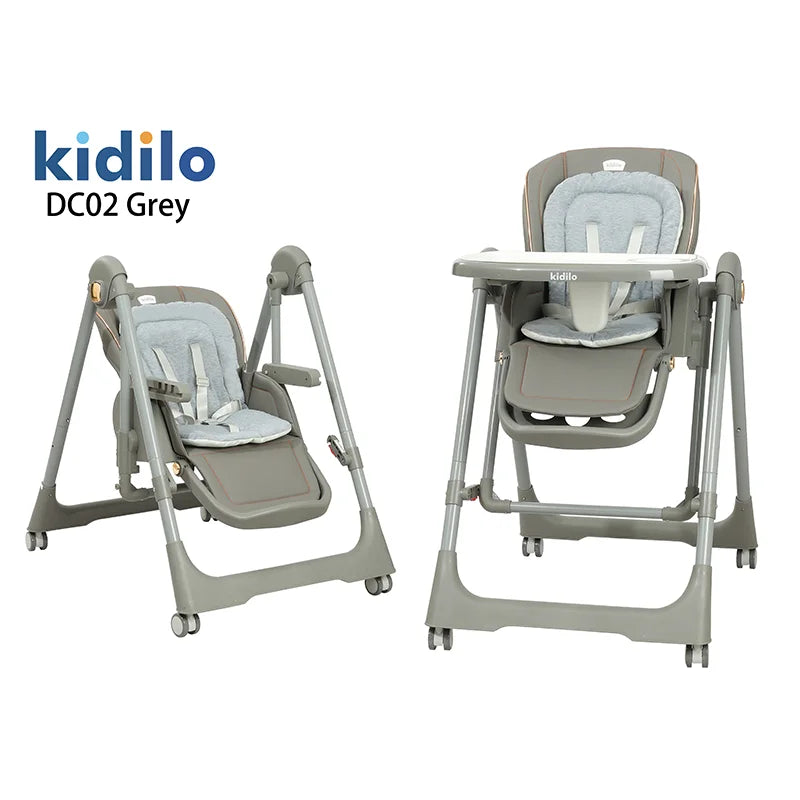 Kidilo 6-36 Months 3 in 1 Foldable Baby High Chair, Non-Toxic Feeding Chair for Home & Small-Space Toddler & Baby Dining DC02
