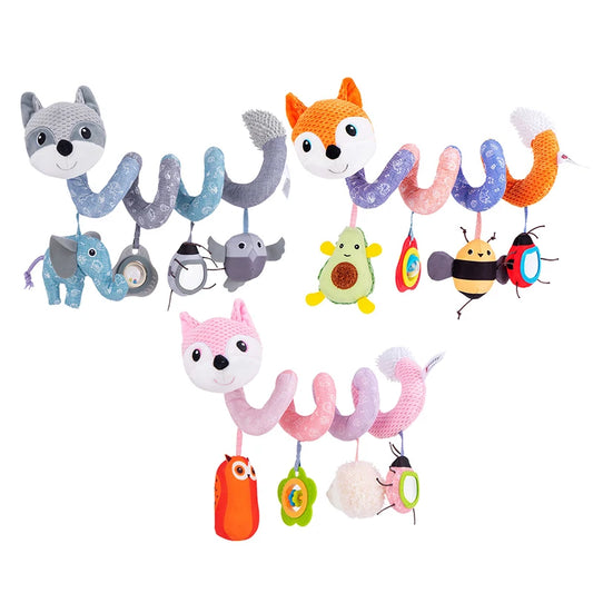Fox Animal Spiral Stroller Carseat Hanging Rattles Kid Baby Crib Cot Pram Toys for Infants 0-6 Months