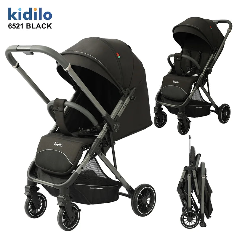 0-3 Years Baby Stroller Lightweight Non-Toxic Foldable Travel Stroller with Adjustable Handle for Toddlers Family Trips 6521
