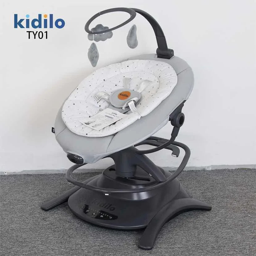 6-36 Months Baby Electric Swing Rocking Chair Foldable Non-Toxic Swing Chair with Bouncer Function for Toddler Sleep Indoor TY01