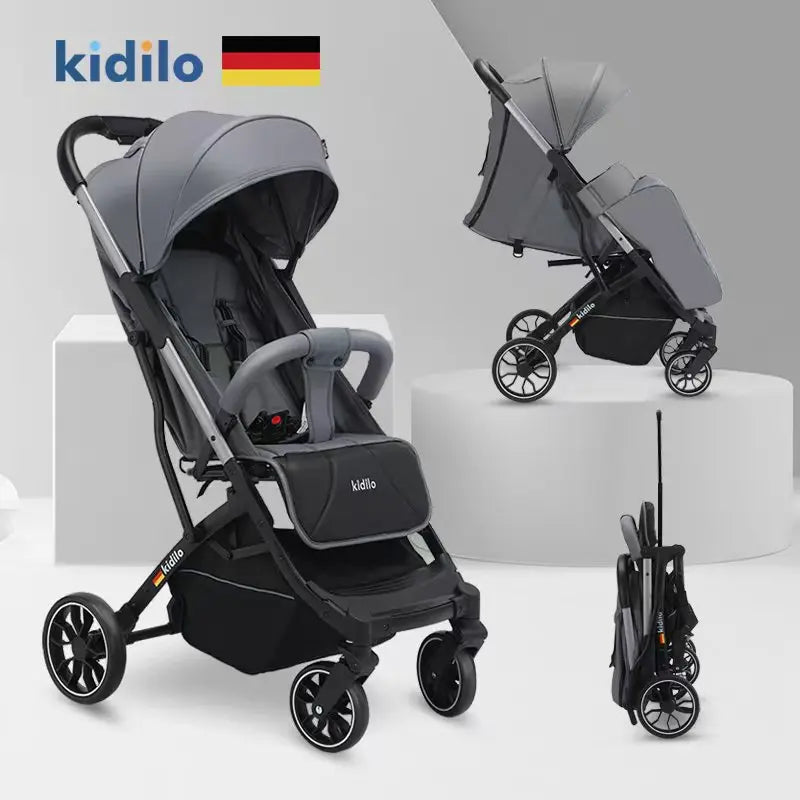 0-3 Years Foldable Kidilo Baby Stroller Lightweight Non-Toxic Travel Stroller with Adjustable Handle for Toddlers Daily Walk K20