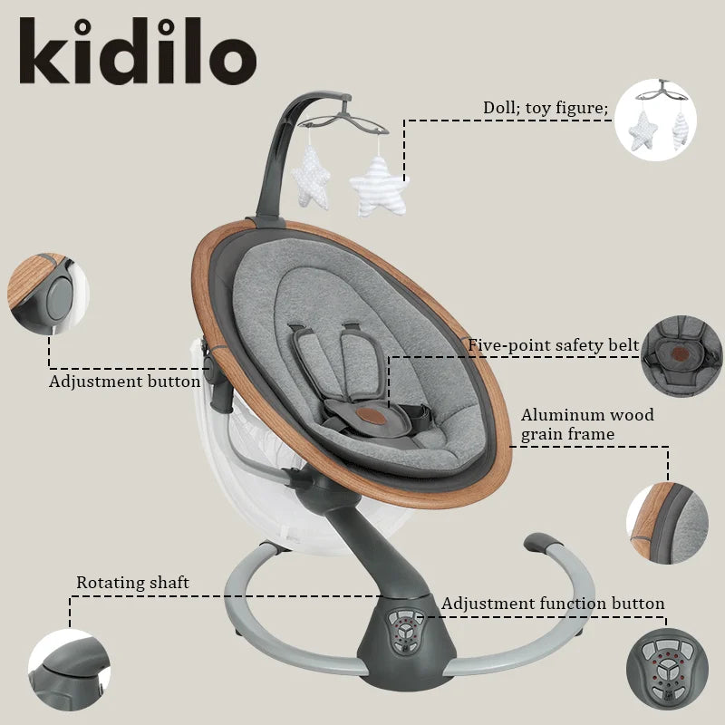 Kidilo Electric Automatic Rocking Chair Baby Bouncer Cradle Horse Design Newborn Rocking Swing Bed Made Durable Plastic SG402