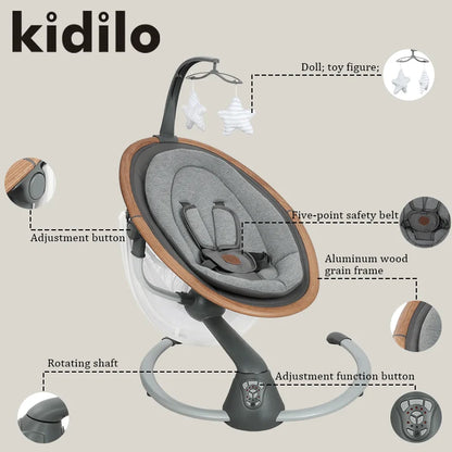 Kidilo Electric Automatic Rocking Chair Baby Bouncer Cradle Horse Design Newborn Rocking Swing Bed Made Durable Plastic SG402