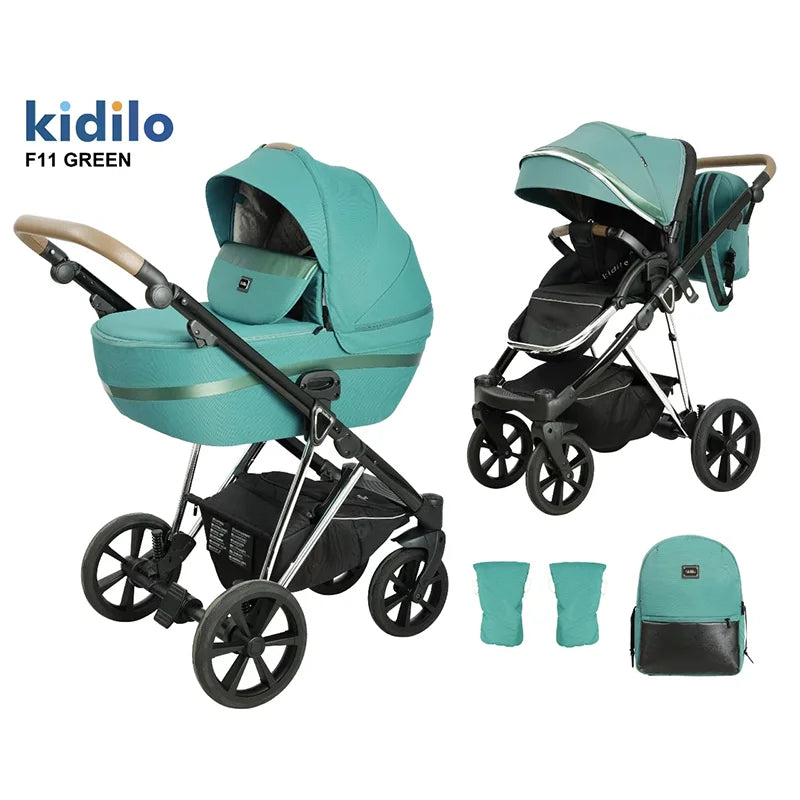 0-3 Years 3 in 1 Kidilo Baby Stroller with Car Seat, Non-Toxic Durable Foldable Travel Stroller for Toddlers Family Trips F11
