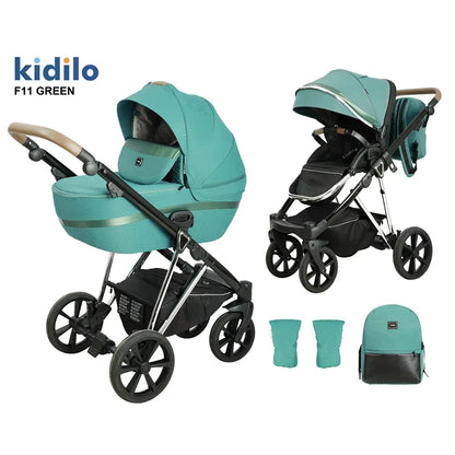 0-3 Years 3 in 1 Kidilo Baby Stroller with Car Seat, Non-Toxic Durable Foldable Travel Stroller for Toddlers Family Trips F11