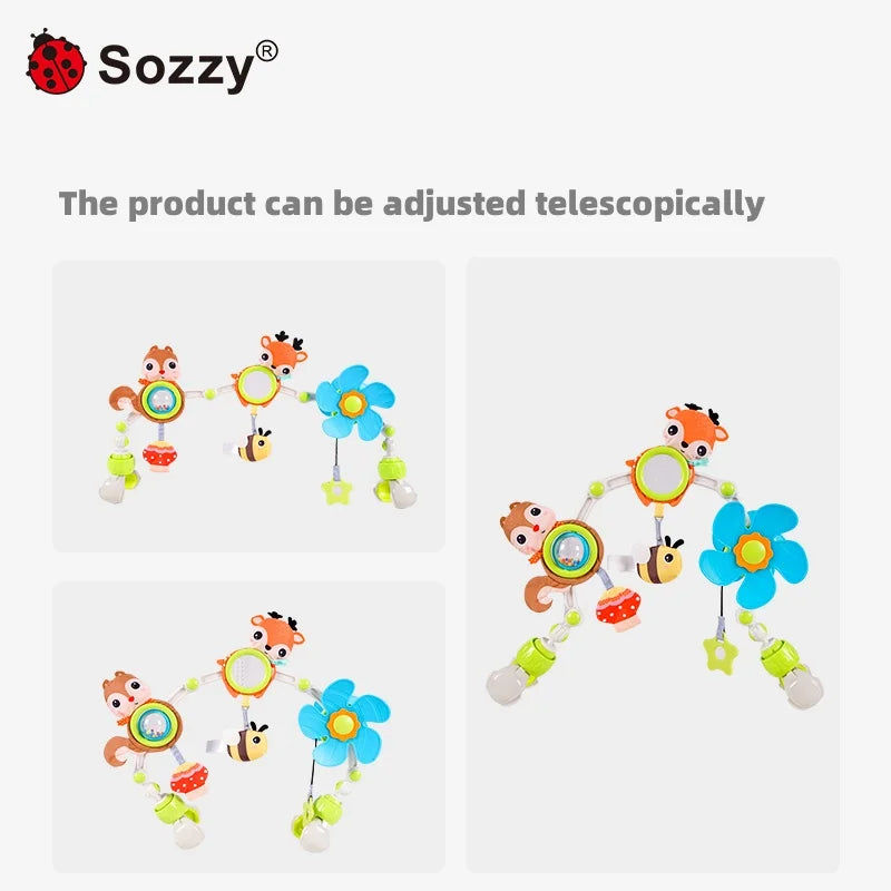 Sozzy Custom Sensory Elephant Baby Bed Hanging Toys Soft Musical Activity Arch Toys for Bassinet Crib Stroller Soothing Sensory