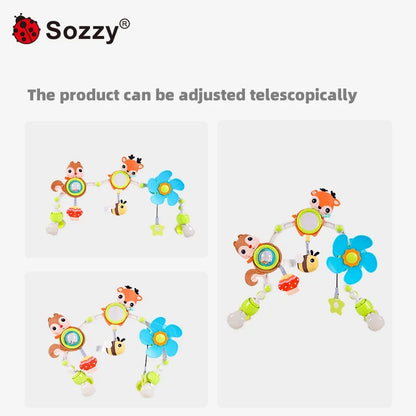 Sozzy Custom Sensory Elephant Baby Bed Hanging Toys Soft Musical Activity Arch Toys for Bassinet Crib Stroller Soothing Sensory