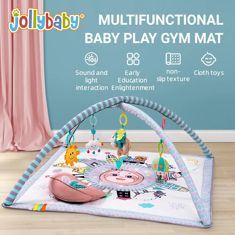 Jollybaby Eco-friendly Unisex Baby Activity Gym Mat Cotton Carpet Thicker Non-Slip Floor Mat Washable for Newborns Picnics