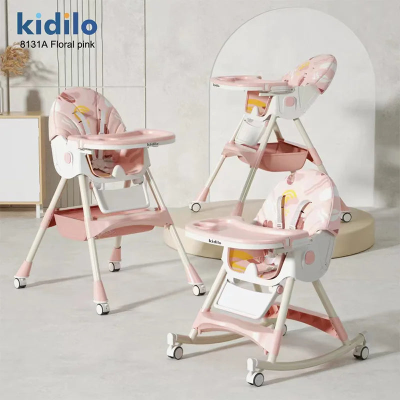 Kidilo New Born Portable Fold  Multiple Plastic Baby High Eating Dinning Learning Sitting Chair Seat Chair for Baby 8131A
