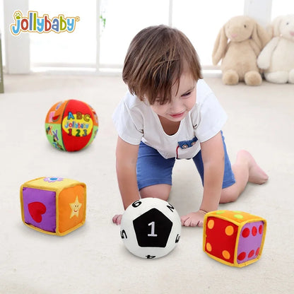 Jollybaby Montessori Early Education Training Ball Plush Rattle Toy PE Bag Boy Toys Above 3 Month PP Cotton Unisex 2 to 6 Years