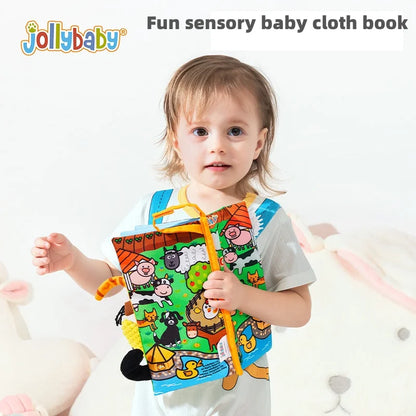 Jollybaby Hot Selling Washable Animal Soft Tails Early Sensory Educational Crinkle Paper Cloth Books Best Baby Toys