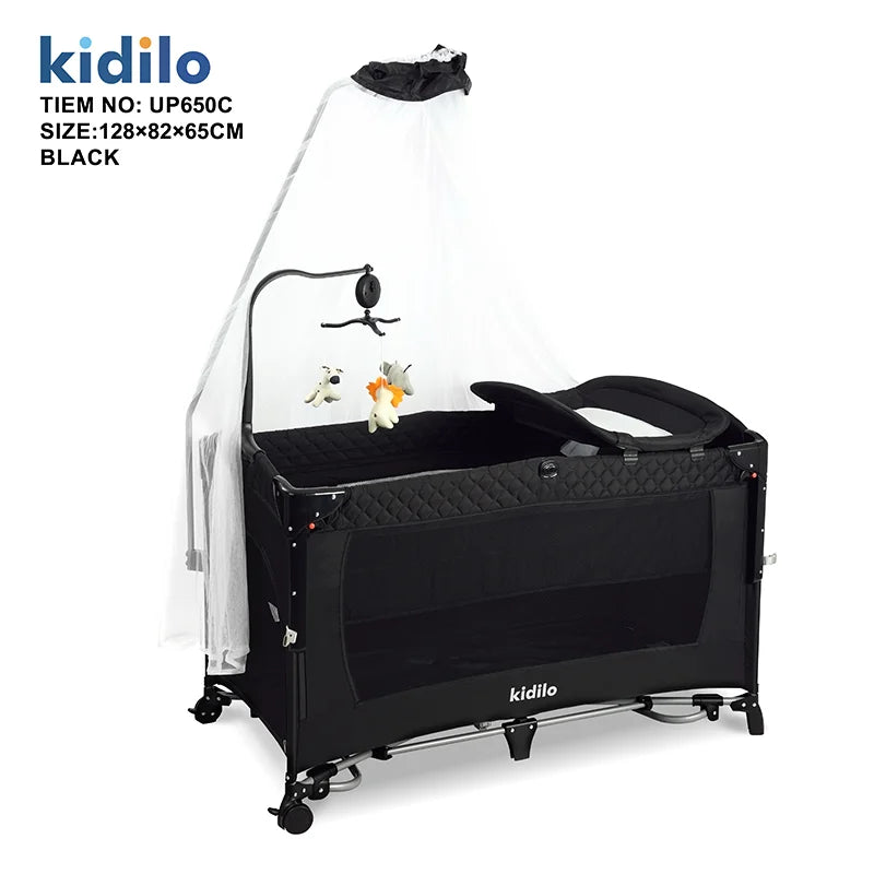 Kidilo Foldable Modern Newborn Travel Baby Portable Bedside Crib Bed 3 in 1 Luxury Set Mosquito Net for Babies UP650C