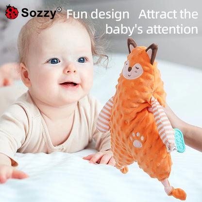 Soft Cartoon Animal Elephant lion fox Plush Fabric Nursery Blanket Baby Comforter Security Blanket Stuffed Toy