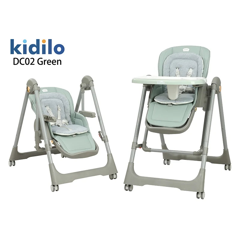 Kidilo 6-36 Months 3 in 1 Foldable Baby High Chair, Non-Toxic Feeding Chair for Home & Small-Space Toddler & Baby Dining DC02