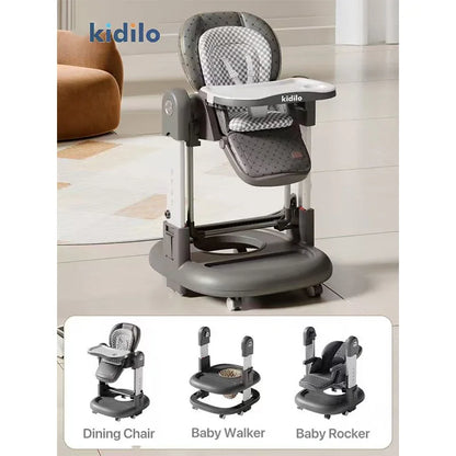 Kidilo 6-36 Months 3 in 1 Foldable Baby High Chair, Non-Toxic Feeding Chair for Home & Small-Space Toddler & Baby Dining KD015