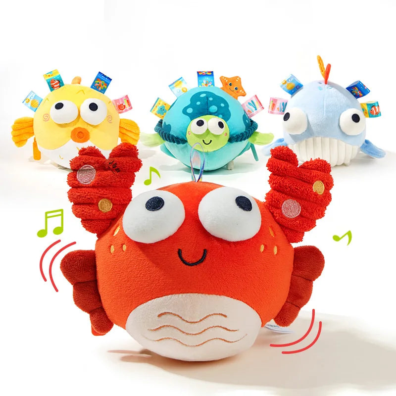 Custom Recharge Dancing Singing Musical Crab Plush Stuffed Animal Tummy Time Toy for Infants Babies Toddlers