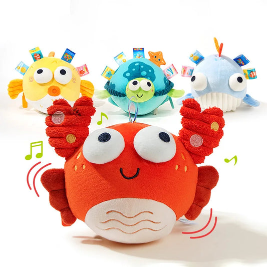 Custom Recharge Dancing Singing Musical Crab Plush Stuffed Animal Tummy Time Toy for Infants Babies Toddlers