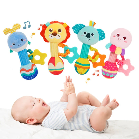 Jollybaby Custom New Animal Stuffed Soft Plush Toy Baby Sensory Rattles Baby Sensory Hand Rattle