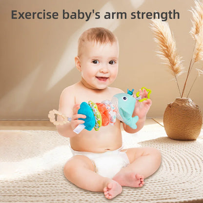 Customization logo Stuffed Animal Pull Music Sensory Baby Infant Hanging Musical Toy with Music Box