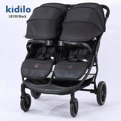 Kidilo 0-3 Years Double Twin Baby Stroller, Foldable Non-Toxic Travel Stroller for Toddlers Kids Daily Walks Family Trips LB100