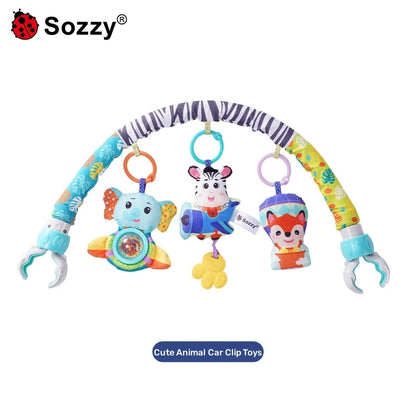 Sozzy Adjustable Animal zebra Baby Musical Baby Activity Pram Arch Crib Toys Activity Arch for Stroller