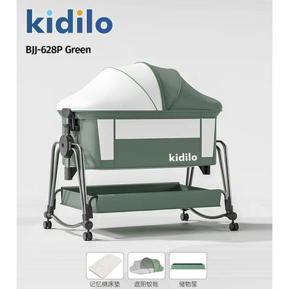Newborn Foldable Portable Modern Kidilo Luxury Baby Crib, Convertible 3 in 1 Bedside Crib with Mosquito Net for Nursery BJJ-628P