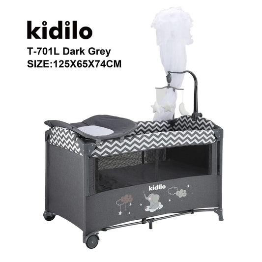 Kidilo Baby Cribs Side Baby Crib | Foldable Play Crib with Multi-Function Design for Newborns Babiescrib for Babies T-701L