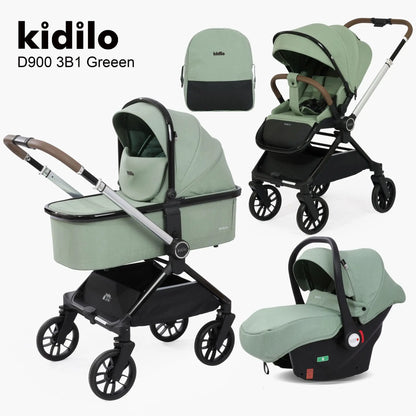 Kidilo Luxury 3 in 1 Baby Stroller Multiple Folding Wagon with Pram and Car Seat Wholesale From China Model D900 3B1