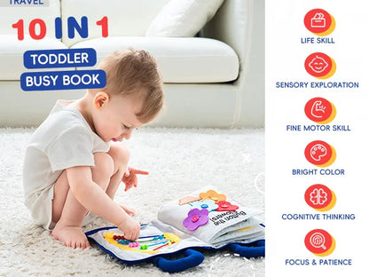 Jollybaby Montessori Busy Board Book for Toddlers Educational Quiet Activity Birthday or Christmas Gift for Boys and Girls