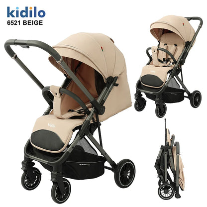 0-3 Years Baby Stroller Lightweight Non-Toxic Foldable Travel Stroller with Adjustable Handle for Toddlers Family Trips 6521