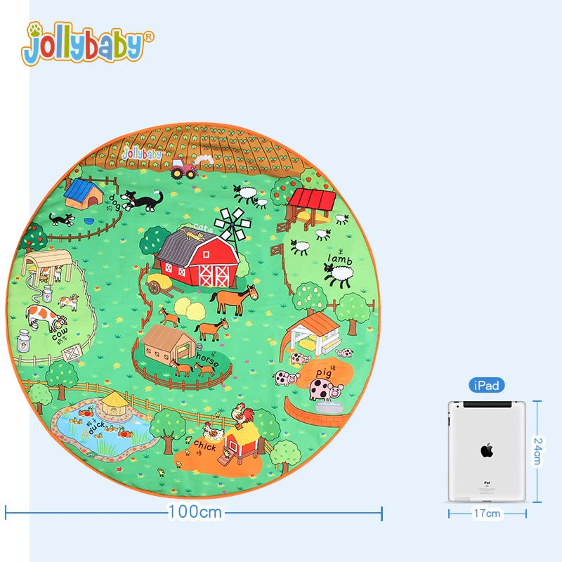 Jollybaby Pad Cotton Newborn Infant Crawling Blanket Animal Playmat Round Floor Soft Kids Baby Play Mat