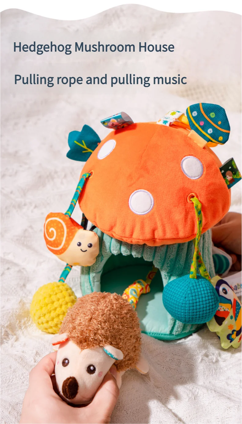 Jollybaby New Baby Bed Toy Cotton Stuffed Elephant Hanging Plush Activity Teether Rattle Bungee Cord Pull for Stroller Teething