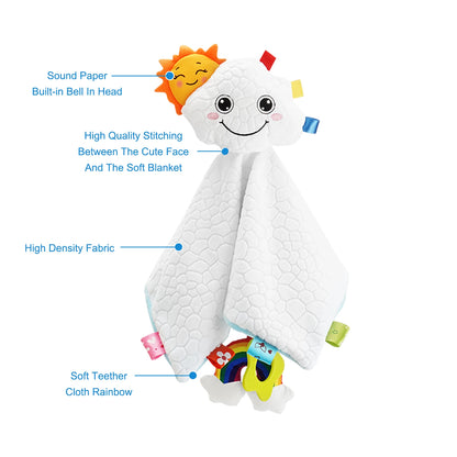 Custom Cloud rainbow Cotton Comforter Soft Plush Baby Sleeps Peacefully Toys Security Blanket Comforter for Infant
