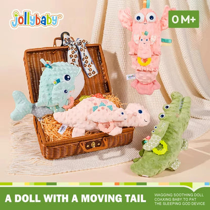 Jollybaby Manufacturer Baby Electric Soothing Toys Whale crocodile Animal Plush Toy with Wagging Tail for Sleeping Newborn Baby